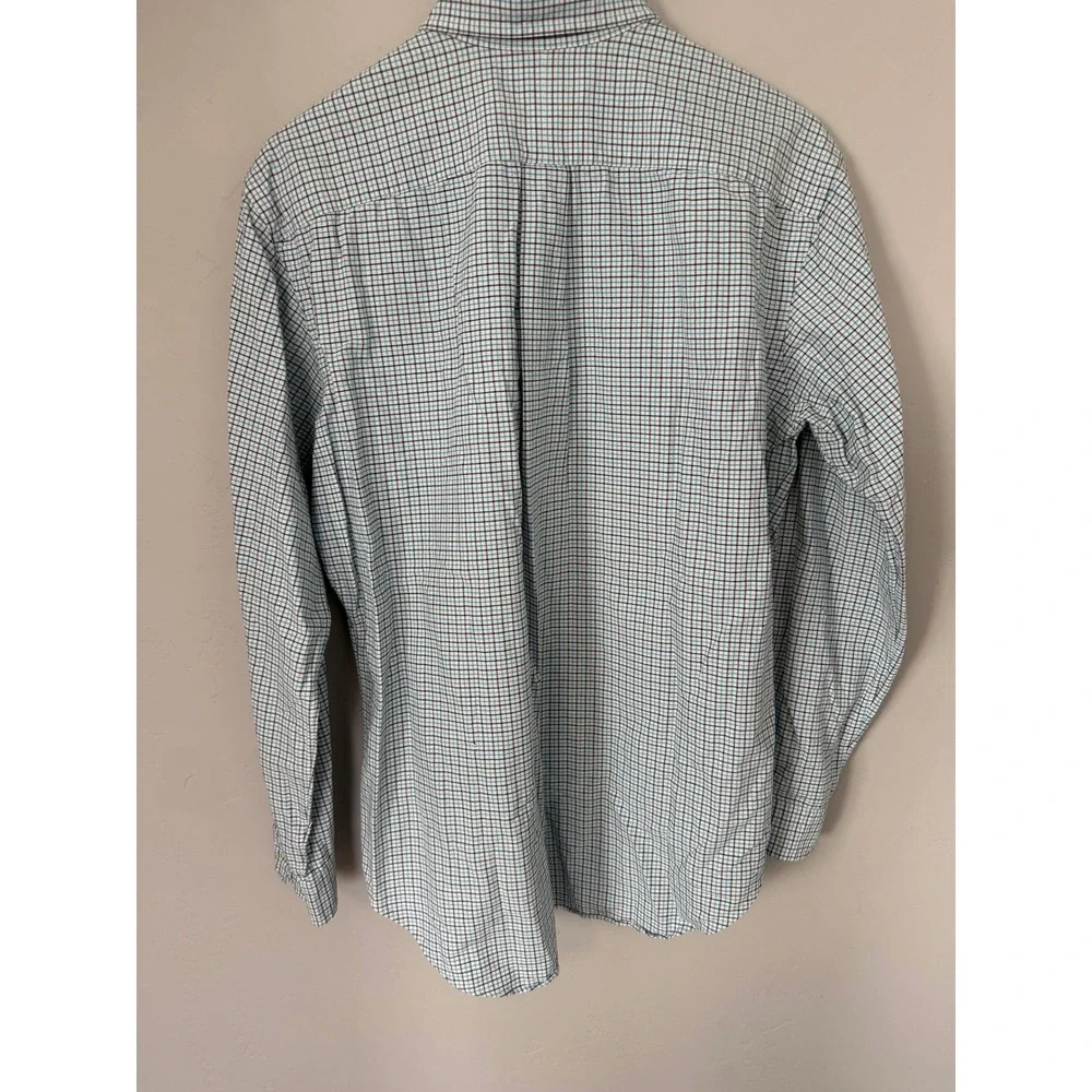 Polo Ralph Lauren Classic Fit Check Button Down Shirt Mens Large Teal Navy Blue - Picture 3 of 9